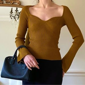 H&M Ribbed Knit Sweetheart Neckline Sweater - Size Medium